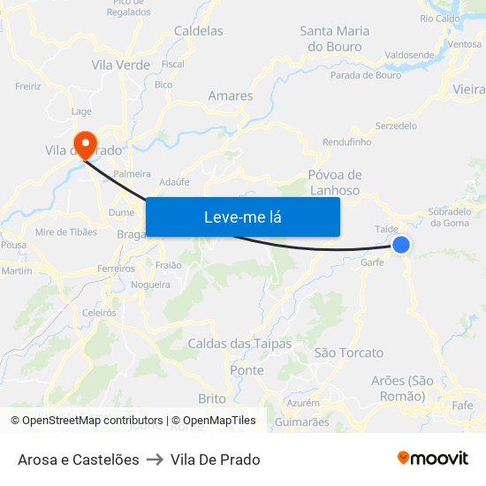 Arosa e Castelões to Vila De Prado map