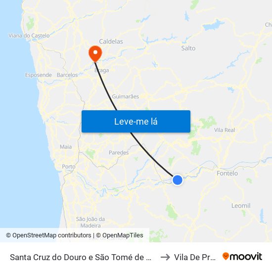 Santa Cruz do Douro e São Tomé de Covelas to Vila De Prado map