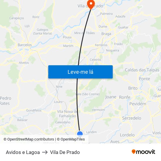 Avidos e Lagoa to Vila De Prado map