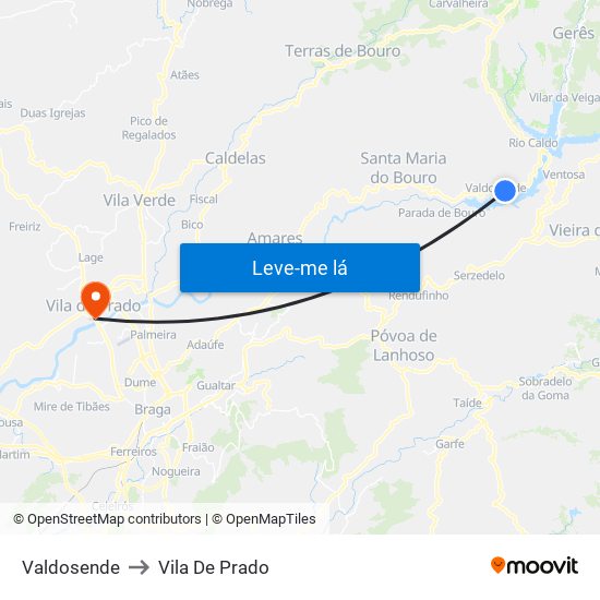 Valdosende to Vila De Prado map