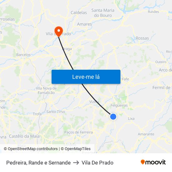 Pedreira, Rande e Sernande to Vila De Prado map