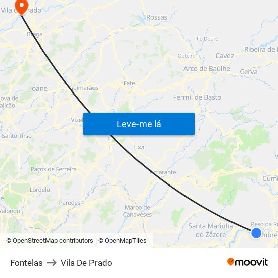 Fontelas to Vila De Prado map