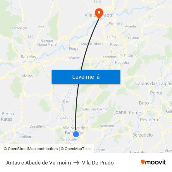 Antas e Abade de Vermoim to Vila De Prado map