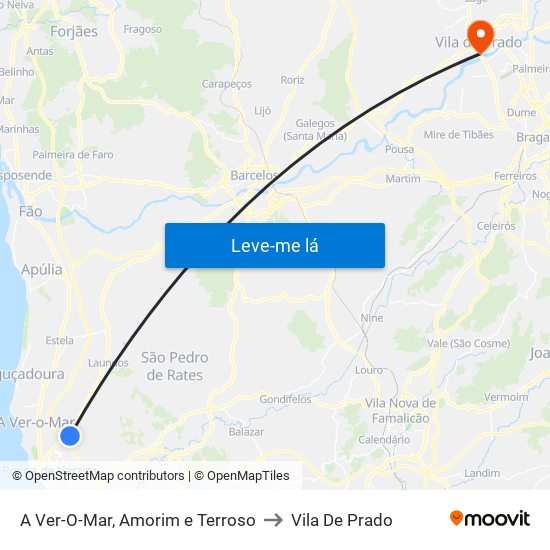 A Ver-O-Mar, Amorim e Terroso to Vila De Prado map