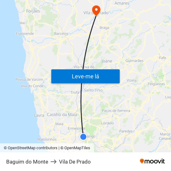 Baguim do Monte to Vila De Prado map