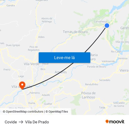 Covide to Vila De Prado map