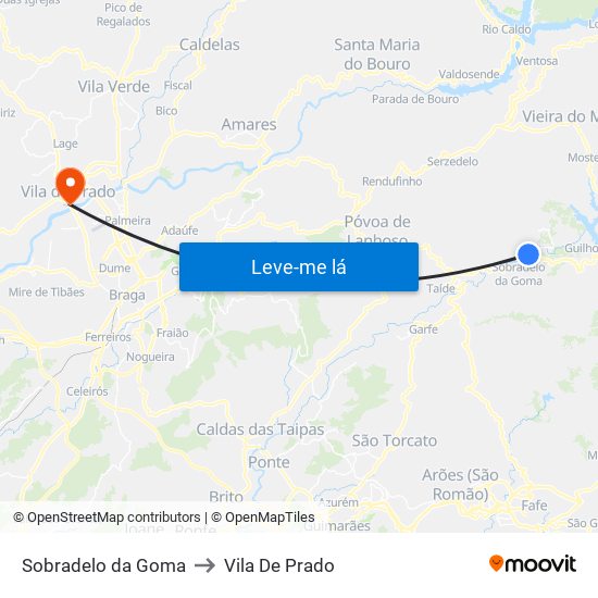 Sobradelo da Goma to Vila De Prado map