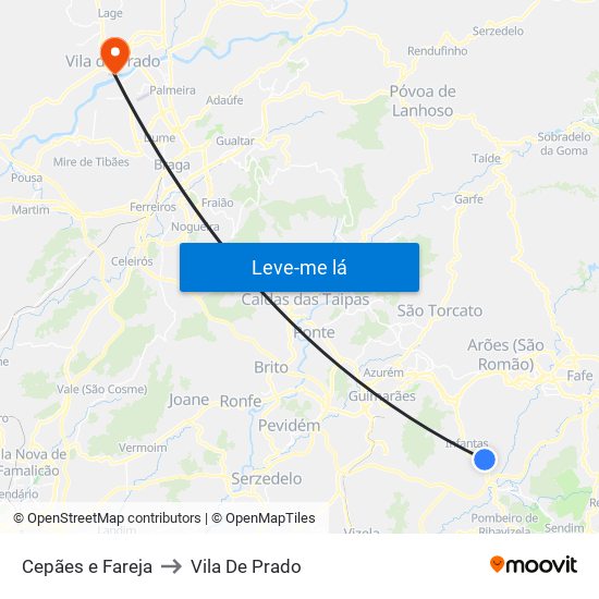 Cepães e Fareja to Vila De Prado map