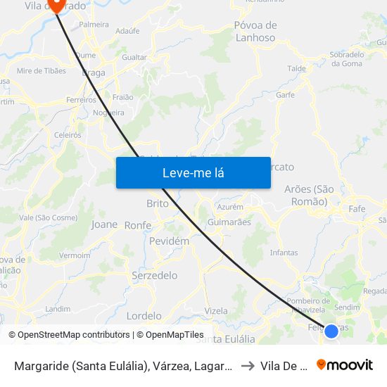 Margaride (Santa Eulália), Várzea, Lagares, Varziela e Moure to Vila De Prado map