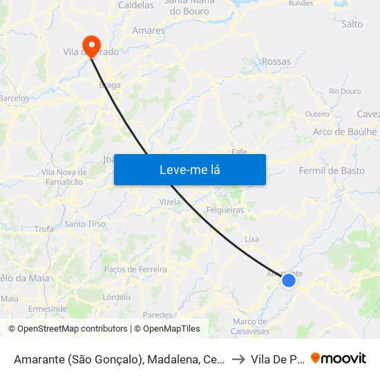 Amarante (São Gonçalo), Madalena, Cepelos e Gatão to Vila De Prado map
