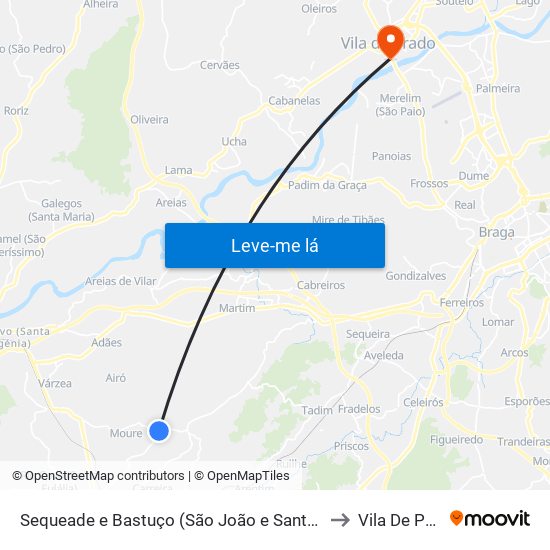 Sequeade e Bastuço (São João e Santo Estêvão) to Vila De Prado map
