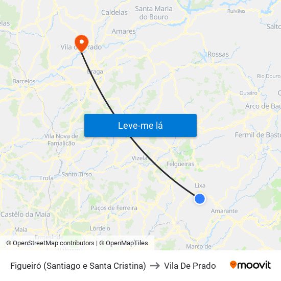 Figueiró (Santiago e Santa Cristina) to Vila De Prado map