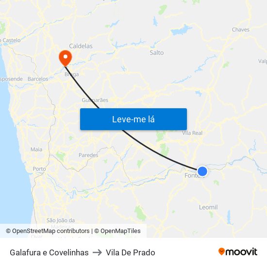 Galafura e Covelinhas to Vila De Prado map