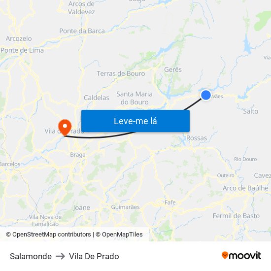 Salamonde to Vila De Prado map