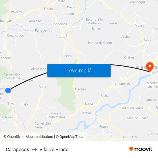 Carapeços to Vila De Prado map