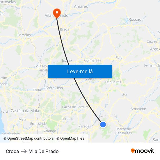 Croca to Vila De Prado map