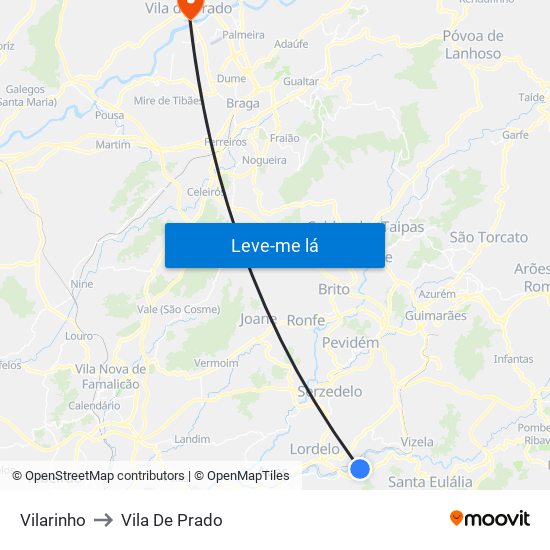 Vilarinho to Vila De Prado map