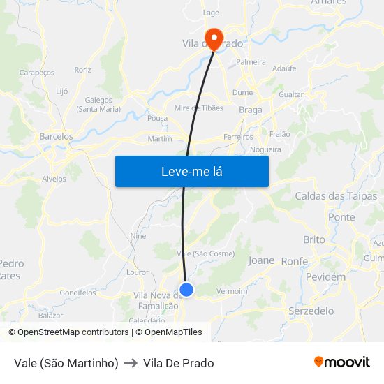 Vale (São Martinho) to Vila De Prado map