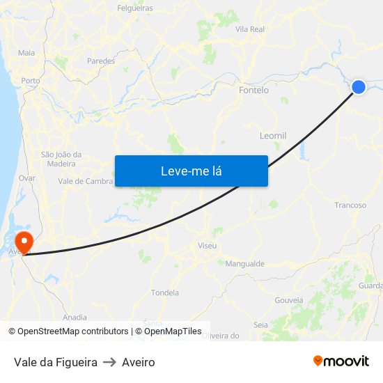 Vale da Figueira to Aveiro map