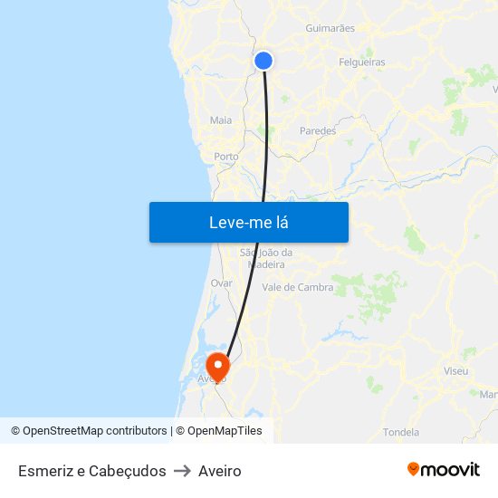 Esmeriz e Cabeçudos to Aveiro map