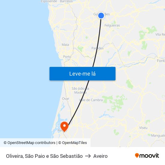 Oliveira, São Paio e São Sebastião to Aveiro map