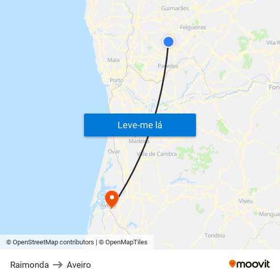 Raimonda to Aveiro map