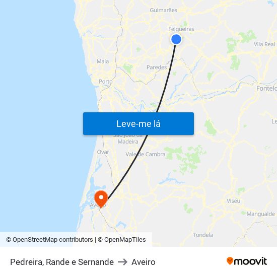 Pedreira, Rande e Sernande to Aveiro map