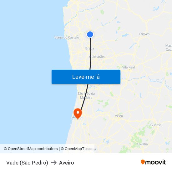 Vade (São Pedro) to Aveiro map