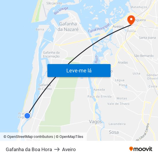 Gafanha da Boa Hora to Aveiro map