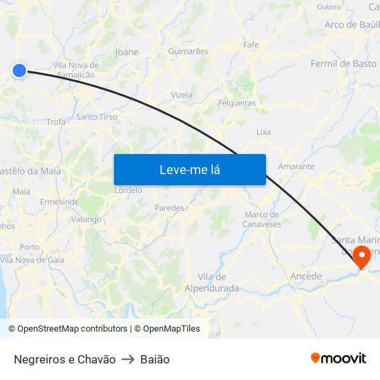 Negreiros e Chavão to Baião map