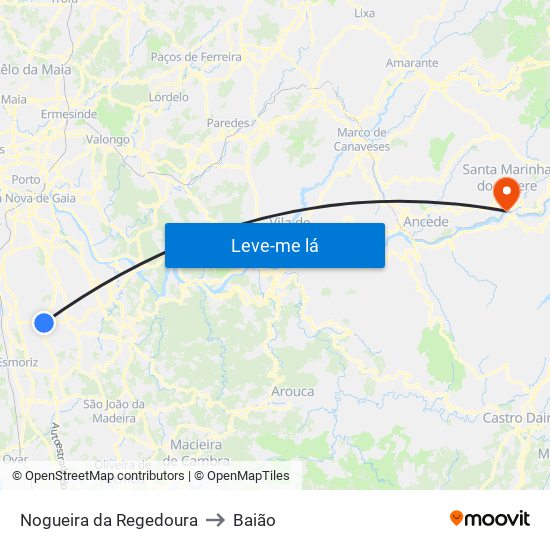 Nogueira da Regedoura to Baião map