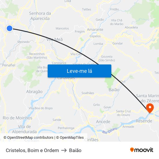 Cristelos, Boim e Ordem to Baião map