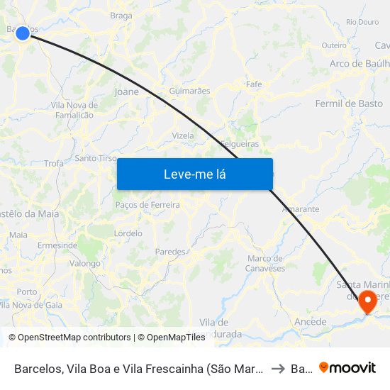 Barcelos, Vila Boa e Vila Frescainha (São Martinho e São Pedro) to Baião map