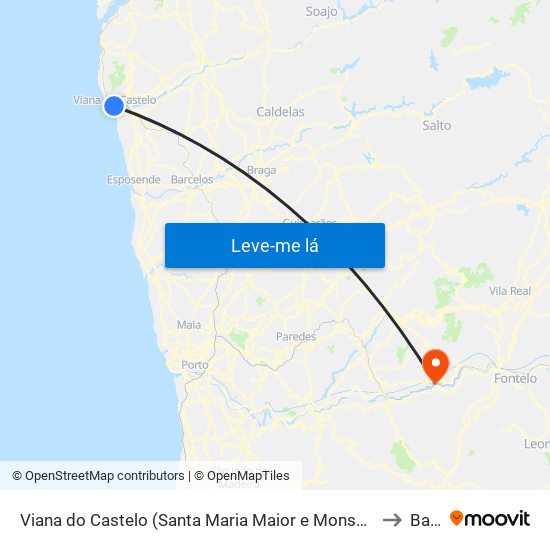 Viana do Castelo (Santa Maria Maior e Monserrate) e Meadela to Baião map