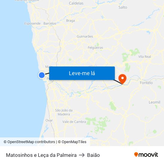 Matosinhos e Leça da Palmeira to Baião map