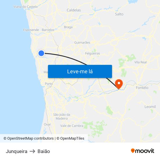 Junqueira to Baião map