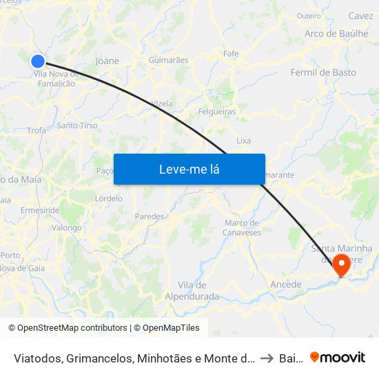 Viatodos, Grimancelos, Minhotães e Monte de Fralães to Baião map