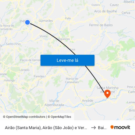 Airão (Santa Maria), Airão (São João) e Vermil to Baião map