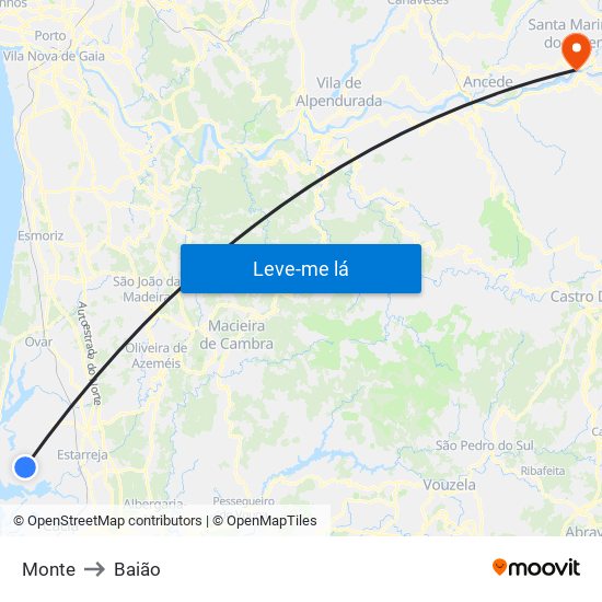 Monte to Baião map