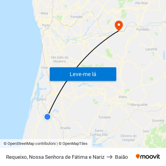 Requeixo, Nossa Senhora de Fátima e Nariz to Baião map