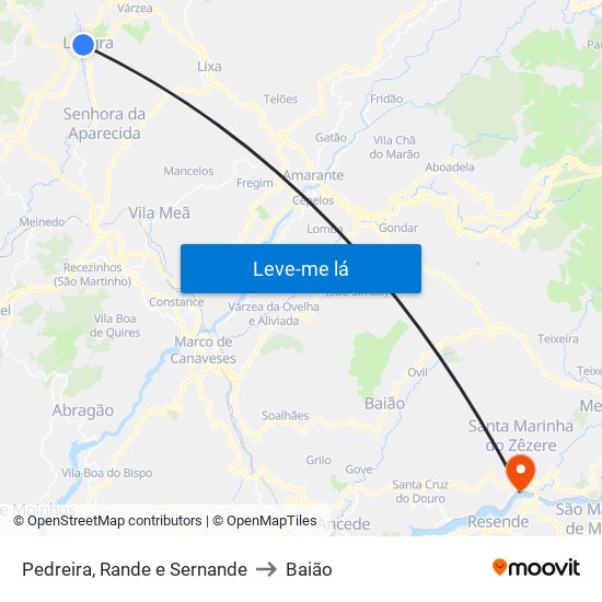 Pedreira, Rande e Sernande to Baião map