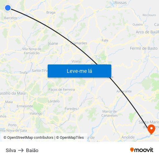 Silva to Baião map