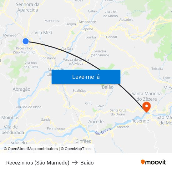 Recezinhos (São Mamede) to Baião map