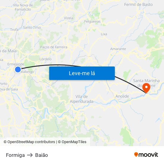 Formiga to Baião map