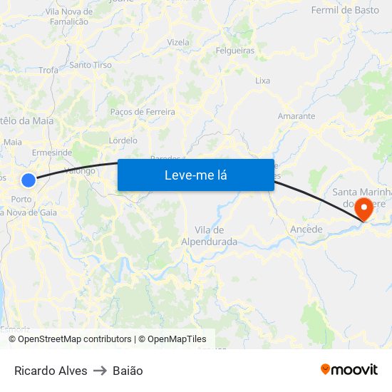 Ricardo Alves to Baião map