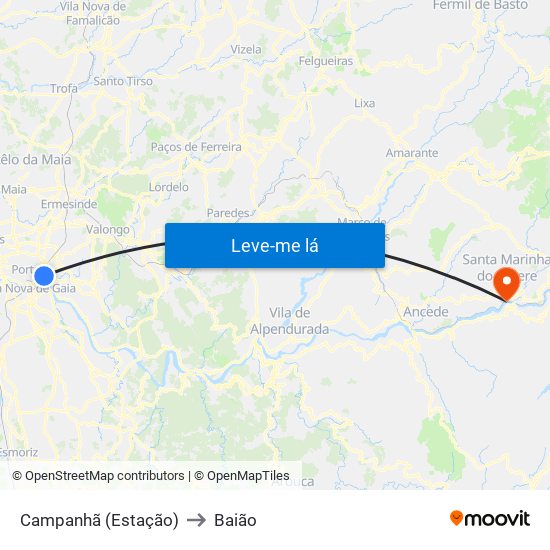 Campanhã (Estação) to Baião map
