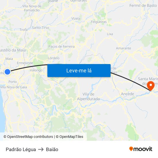 Padrão Légua to Baião map