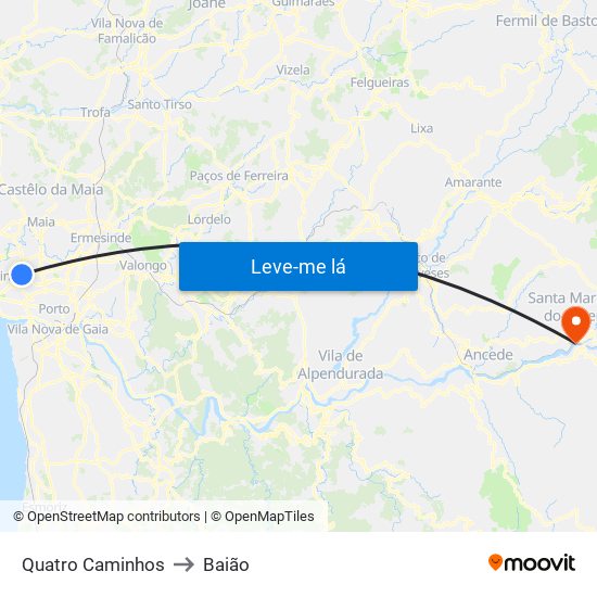 Quatro Caminhos to Baião map