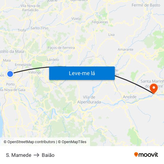 S. Mamede to Baião map