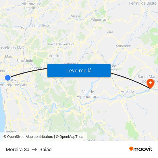 Moreira Sá to Baião map